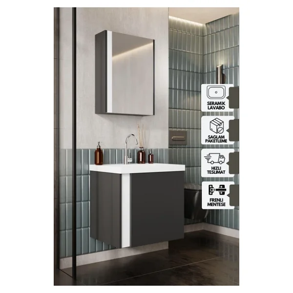 Karen Kemer 60 Cm Lavabolu Banyo Dolabı Seti - Görsel 3