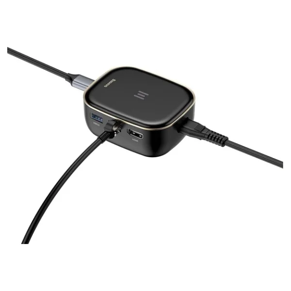 Baseus, Çok Fonksiyonlu Bilgisayar/Telefon Hub Adaptörü, Siyah, Giriş: USB Type C,Seyahat Boy - Görsel 4