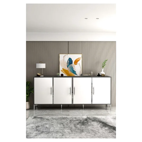 Givayo Mobilya Mons Konsol 200 Cm Antrasit Beyaz Gümüş - Görsel 6