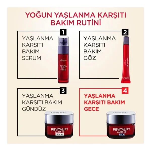 L'oreal Paris Revitalift Lazer X3 Yoğun Gündüz Bakım Kremi + Gece Bakım Kremi - Görsel 10