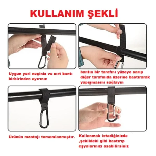 Tarix Puset Kancası Bebek Arabası Askı Aparatı 2'li - Görsel 8