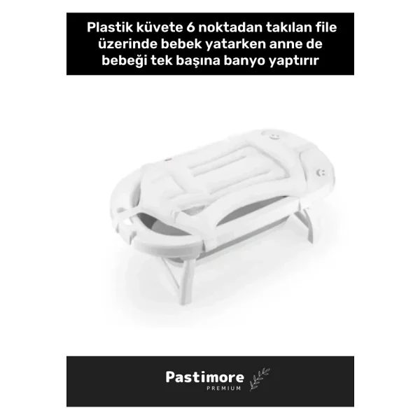 Premium Ultra Lüx Tüm Küvetlerle Uyumlu Köpük Dolgulu Kafa Yastıklı Bebek Banyo Filesi - Görsel 2