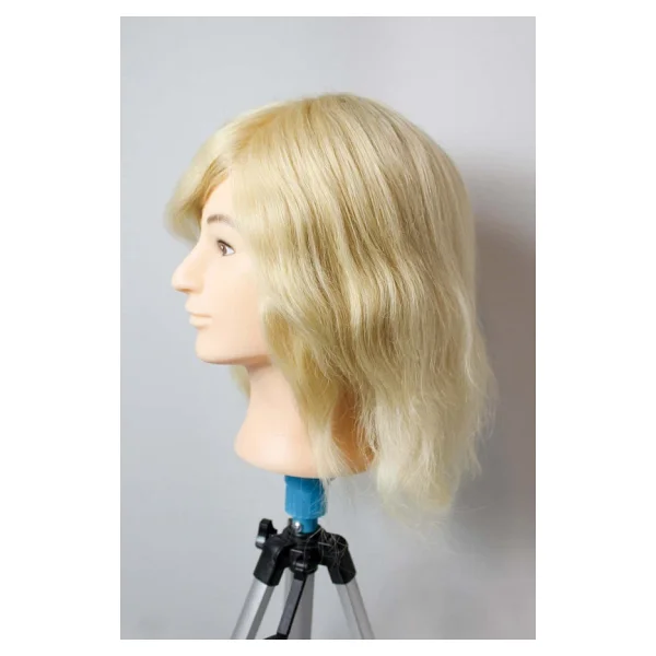 Prodiva Kuaför Eğitim Mankeni Gerçek Saç - Kuaför Eğitim Puppeti - Erkek Platin-30 Cm - Görsel 2