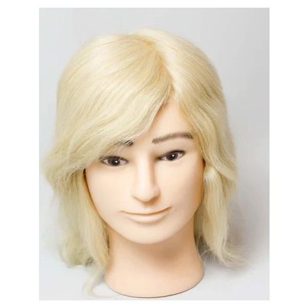 Prodiva Kuaför Eğitim Mankeni Gerçek Saç - Kuaför Eğitim Puppeti - Erkek Platin-30 Cm - Görsel 5
