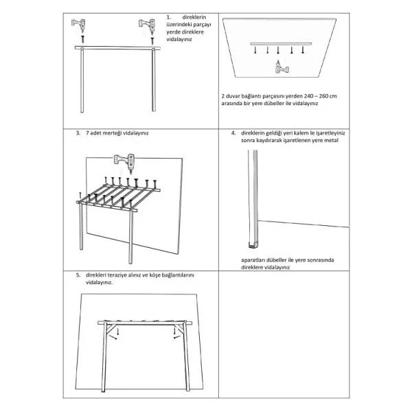 Pinoxi Ahşap Sundurma Çardak Gölgelik Bahçe Pergola Tente - Görsel 6