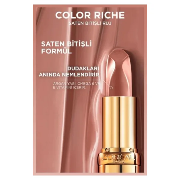 L'oreal Paris Color Riche Saten Bitişli 505 Nude Resilient Stick Ruj - Görsel 3