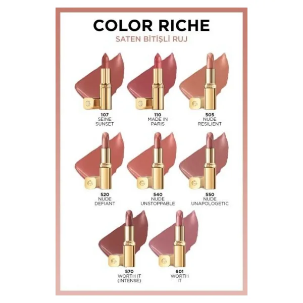 L'oreal Paris Color Riche Saten Bitişli 505 Nude Resilient Stick Ruj - Görsel 7