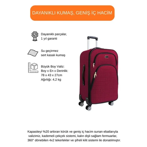 Louisiana Polo 1081 Kumaş Büyük Boy Valiz - Görsel 6