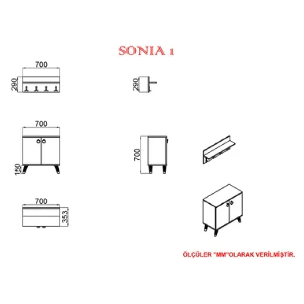 Kalender Dekor Sonia-1-3-Sn04 Ayakkabılık Vestiyer Portmanto - Görsel 5