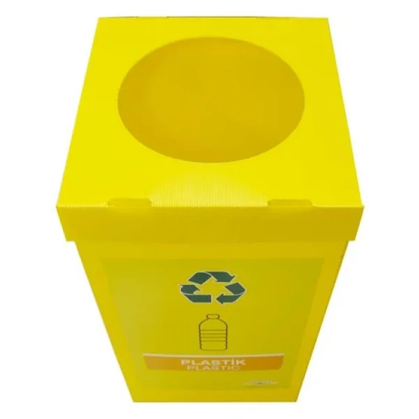 Geri Dönüşüm Kutusu - Sıfır Atık Kutusu Sarı (Plastik) - Görsel 3