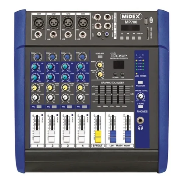 Midex Mp-700 2x350 W 4 Kanal Power Mikser - Görsel 6
