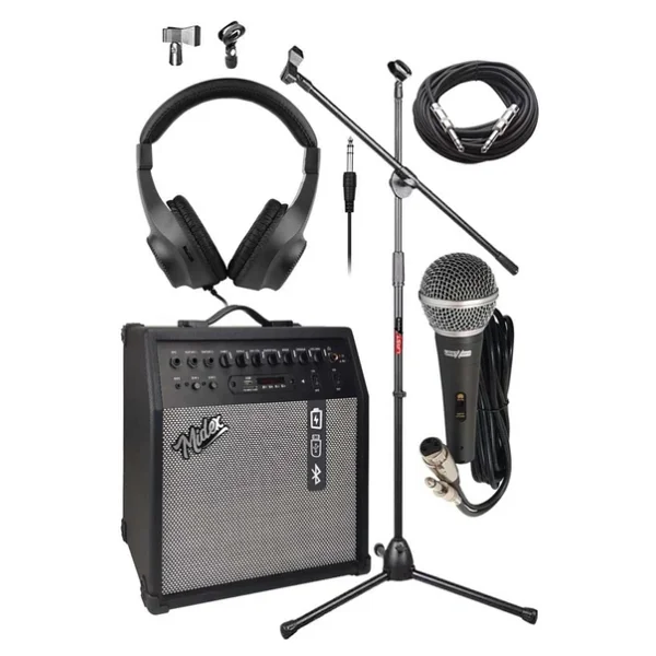Midex Mga-50bk-Pak Elektro Gitar Amfisi 50 Watt USB Bluetooth Şarjlı 4 Girişli (Mikrofon Kulaklık Stand Kablo) - Görsel 5