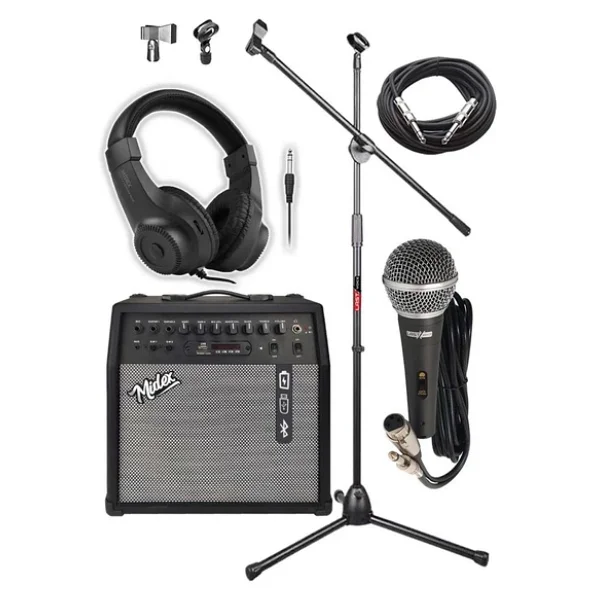 Midex Mga-50bk-Pak Elektro Gitar Amfisi 50 Watt USB Bluetooth Şarjlı 4 Girişli (Mikrofon Kulaklık Stand Kablo) - Görsel 3