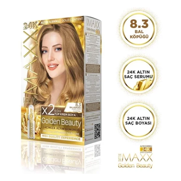 Maxx Deluxe Golden Altın İçerikli Saç Boyası 8.3 Bal Köpüğü - Görsel 5