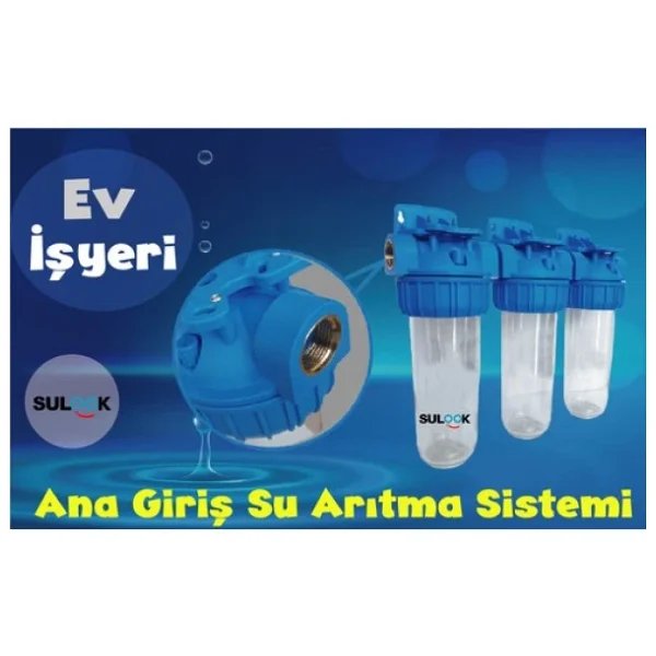 Sulook Bina-Şebeke-Daire Giriş Su Arıtma Cihazı 3'lü 10 Inch(Boş) Mavi - Görsel 4