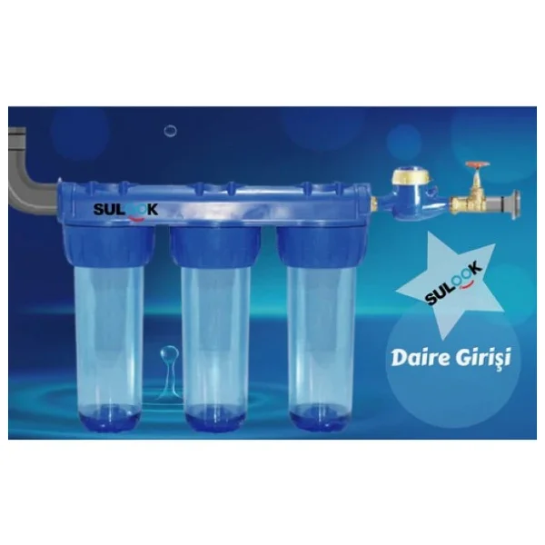 Sulook Bina-Şebeke-Daire Giriş Su Arıtma Cihazı 3'lü 10 Inch(Boş) Mavi - Görsel 6