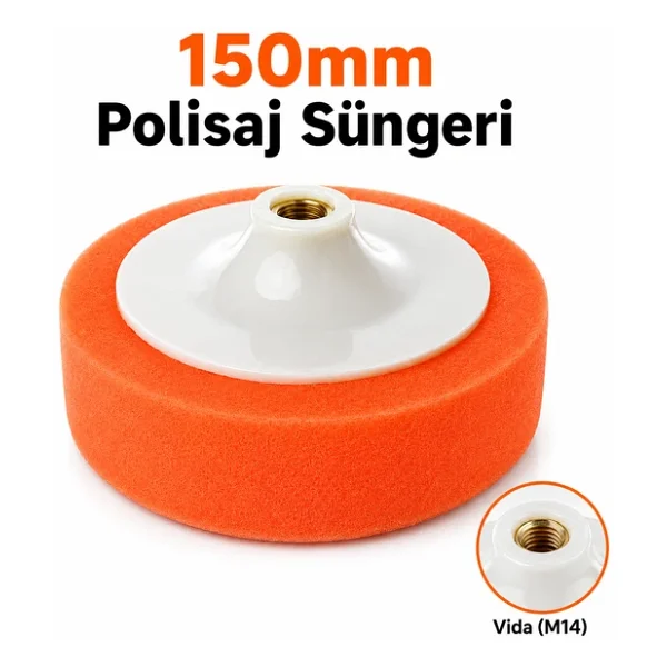 Polisaj Süngeri Turuncu Oto Pasta Cila Parlatma Pedi 150mm - Görsel 3