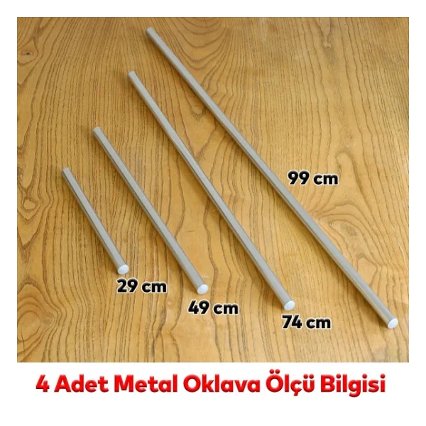 Alüminyum Metal Oklava 4'lü Set Börek Hamur Yufka Açma Silindir Yuvarlak Uzun Kısa Mutfak Araç - Görsel 2