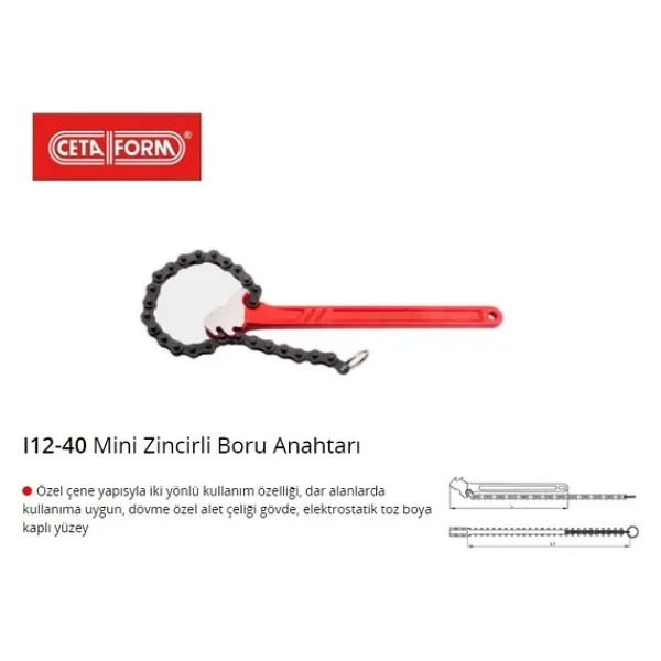 Ceta Form I12-40 Mini Zincirli Boru Anahtarı 4'' - 300 Mm - Görsel 4
