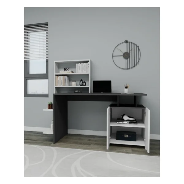 Arnetti Melis Beyaz-Antrasit Dolaplı Çalışma Masası - Görsel 4