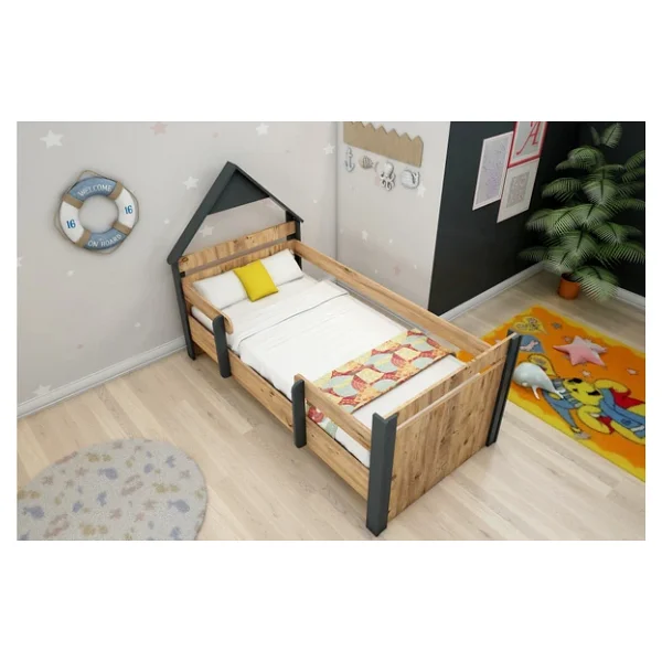 Arnetti Valerin Karyola Çocuk Montessori Karyola Atlantik Çam Antrasit (Giriş Sağ Ve Sol Olarak Kurulabilir) - Görsel 5