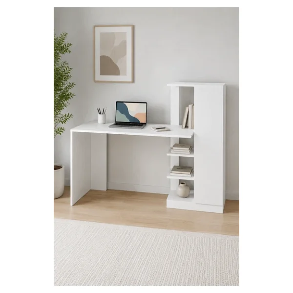 Arnetti Dolaplı Çalışma Masası Yağız Beyaz - Görsel 5