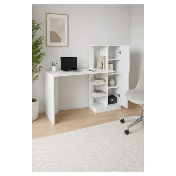 Arnetti Dolaplı Çalışma Masası Yağız Beyaz - Görsel 6