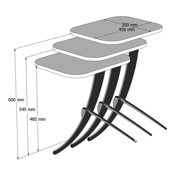 Variant Mobilya Pion Metal Ayaklı 3 Lü Zigon Sehpa - Mermer Beyaz - Görsel 4