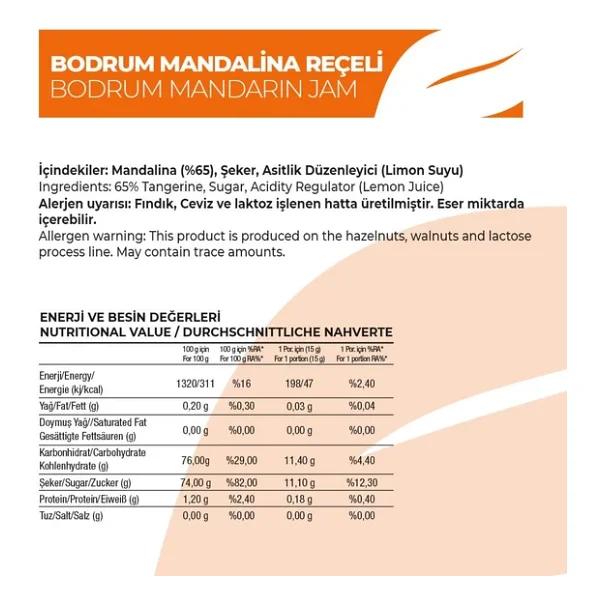 Antalya Reçelcisi 290 Gr Bodrum Mandalina Reçeli - Görsel 2