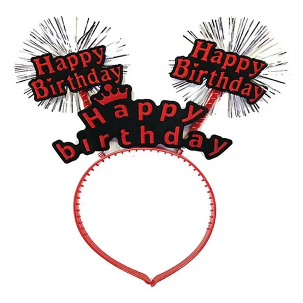 Happy Birthday Yazılı Püsküllü Neon Kırmızı Renk Doğum Günü Tacı 22x19 Cm - Görsel 6