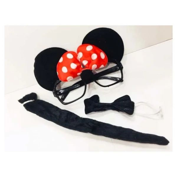 Minnie Mouse Gözlüğü Papyonu Kuyruğu Seti - Görsel 3
