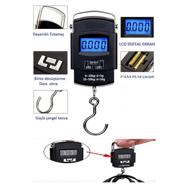 50 Kg 10 Gr Dijital Elektronik El Terazisi - Görsel 6