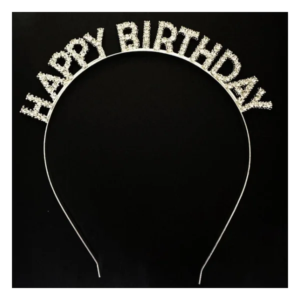 Gumus Kristal Tasli Happy Birthday Dogum Gunu Taci Ithal Urun A Kalite 17x16 Cm - Görsel 8