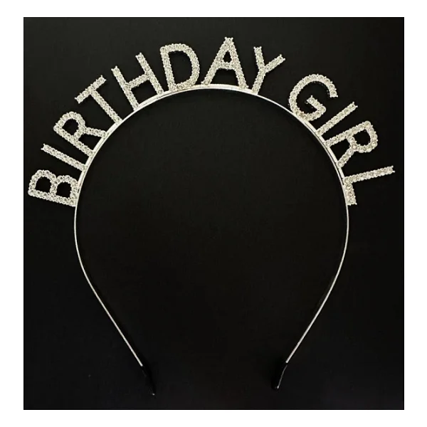 Gümüş Kristal Taşlı Birthday Girl Doğum Günü Tacı İthal Ürün A Kalite 17x16 Cm - Görsel 5