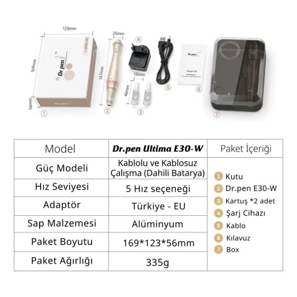 Dr.Pen Ultima E30-W Kablosuz Şarjlı Dermapen Cihazı - Görsel 5