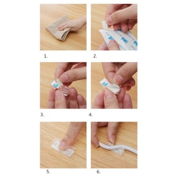 20'li Yapışkanlı Kablo Sabitleyici Şeffaf Klips - Görsel 5
