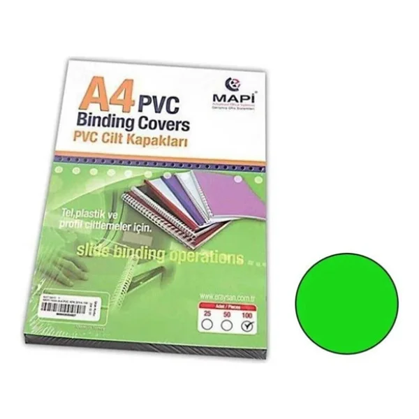 Mapi Cilt Kapagi Plastik Opak A4 160 Micron Yesil Cilt Kapagi (100 Lu Paket) - Görsel 3