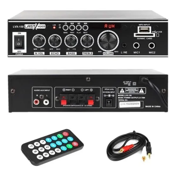Lastvoice Lvx-150 2x75w Bluetooth Stereo Amplifikatör - Görsel 3