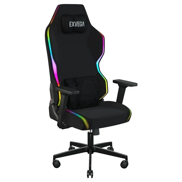 Exvega Lunar Active Hoparlörlü Masajlı RGB Siyah Kumaş Oyuncu Koltuğu - Görsel 6