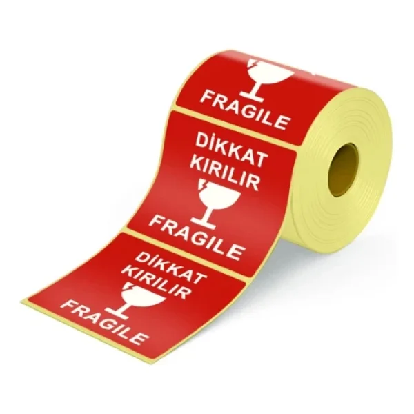 Dikkat Kırılır Etiketi 10x10 - 250 Etiket - Görsel 3