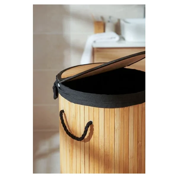 Digithome Yuvarlak Bambu Camasir Sepeti Naturel Cl-6001-08 C1-1-121 - Görsel 3