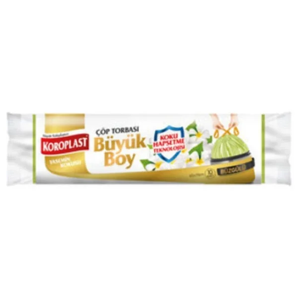 Koroplast Ekstra Güçlü Kokulu Büzgülü Büyük Boy Çöp Poşeti 10'lu - Görsel 3