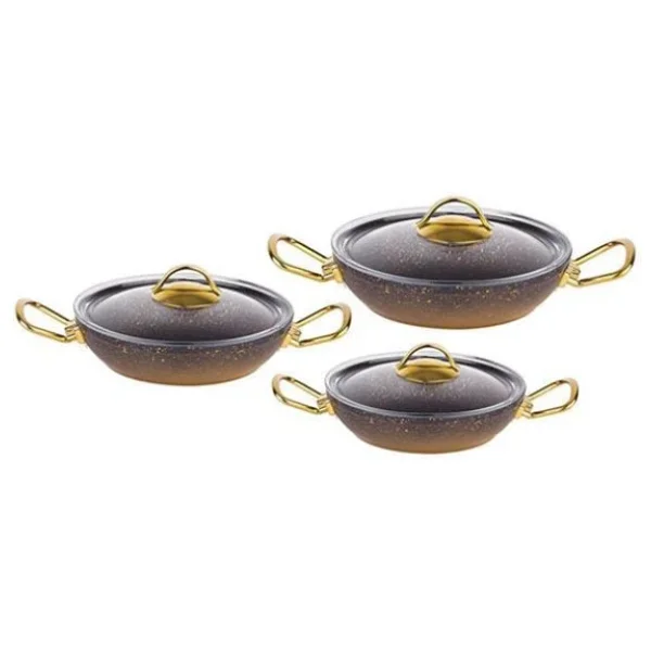 Oms 3032 Gold 6 Parça Kapaklı Granit Sahan Seti - Görsel 3