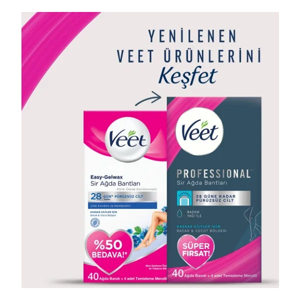 Veet Professıonal Ağda Bandı Hassas 40'lı 4 Adet - Görsel 4