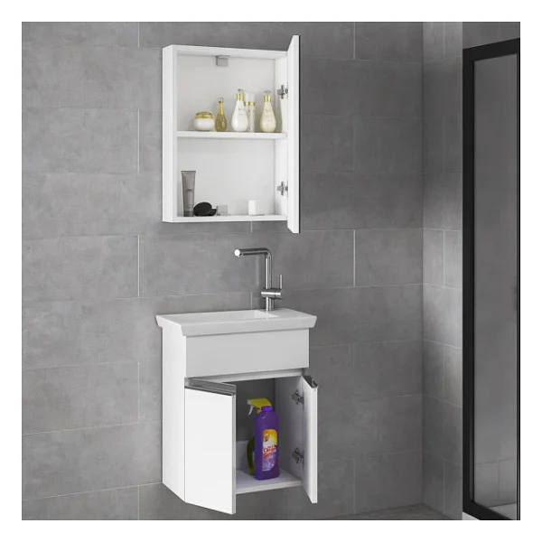 Alfa Banyo Minico Ebeveyn-B 50 X 32 Cm Ayna Dolapli Mdf Banyo Dolabi Takimi - Görsel 2