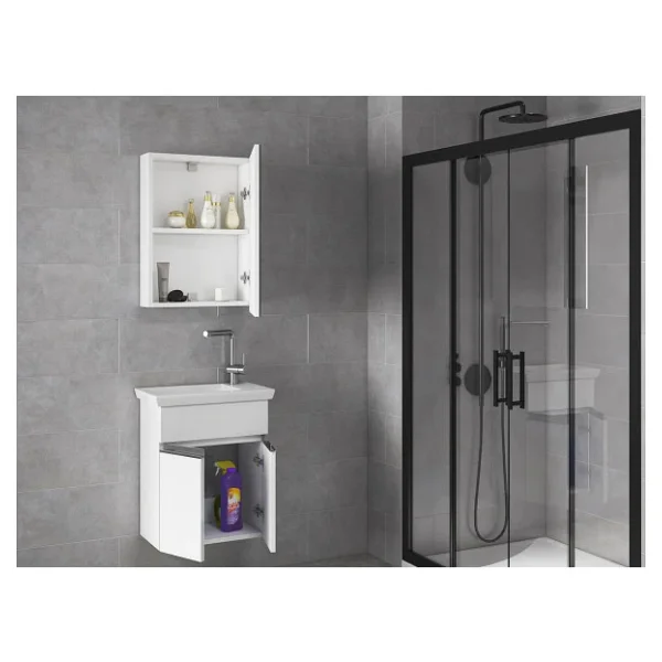 Alfa Banyo Minico Ebeveyn-B 50 X 32 Cm Ayna Dolapli Mdf Banyo Dolabi Takimi - Görsel 5