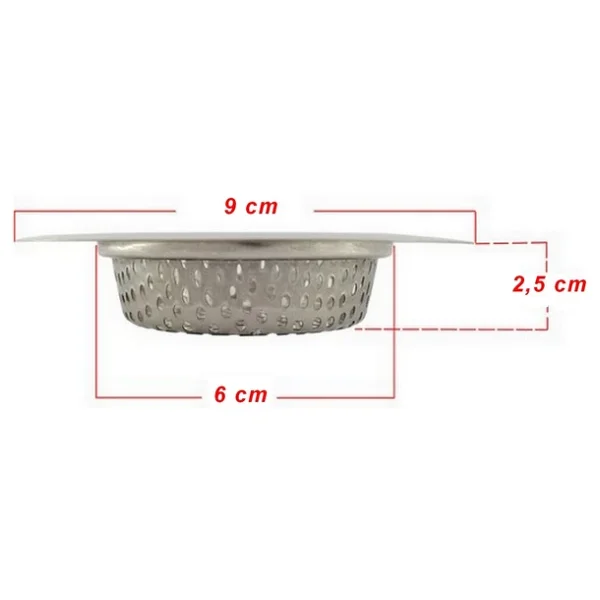 9 Cm Büyük Boy Paslanmaz Çelik Lavabo Süzgeci - Evye Süzgeci - Eviye Süzgeç - Görsel 2