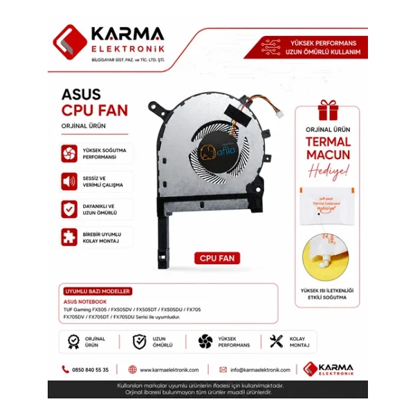 Asus Dfs5k12304363h Fmlb, 13nr00s0m09011, Dq5d577k003 Fan - Görsel 6