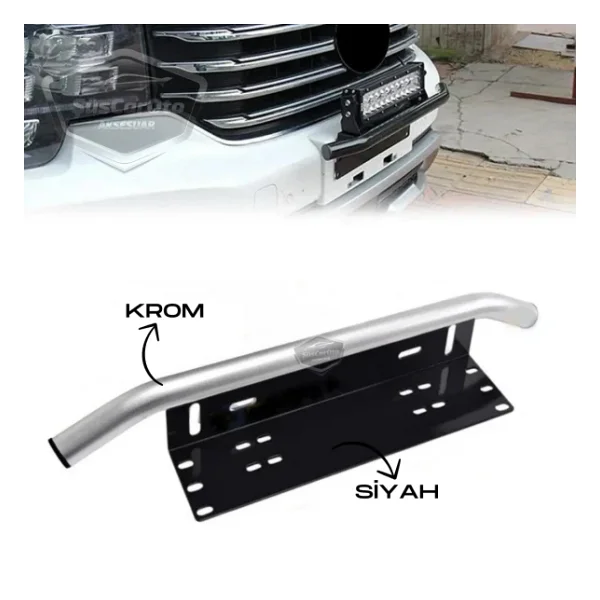 Her Araca Uyumlu Plaka Altlığı Ve Koruma Demiri Sis Ayağı Suv 4x4 Off Road LED Montaj Braketi Plakalık LED Bağlantı Ayağı Krom - Görsel 10