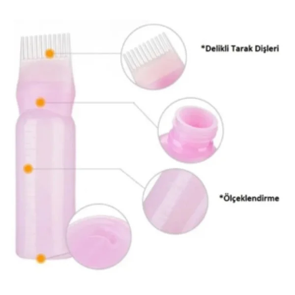Modasuccess Saç Boyama Tarağı, Saç Bakım Yağı Aplikatörü Ve Saç Bakım Tarağı Pembe - Görsel 2